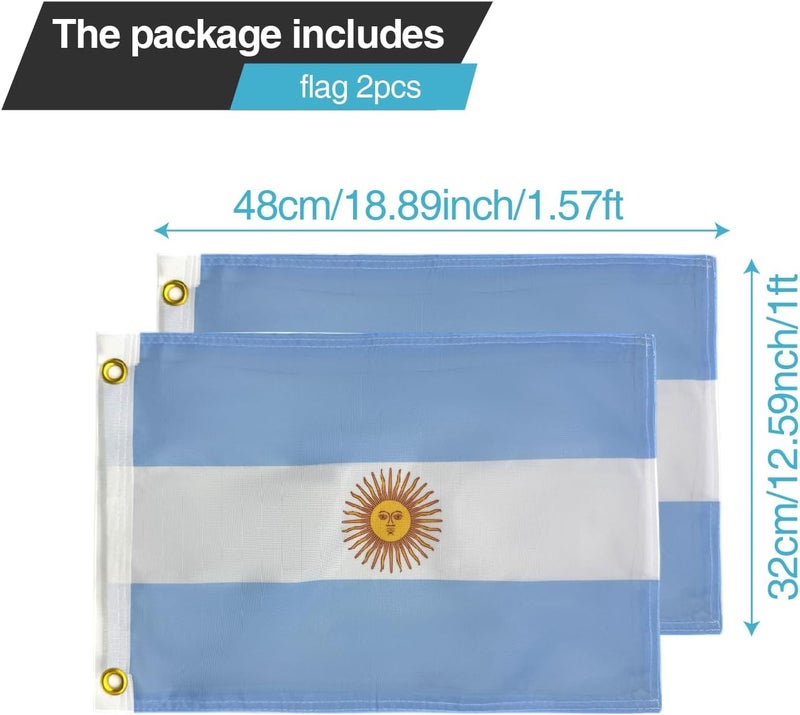 cezelux 2 Pcs 12x18 Inches ATV Flags, Argentina Offroad Flag for Whip Light Pole, Double Side 3-layer Fabric Printing Small Flags for UTV, Attach to Whip Lights Dune Flag suitable for Jeep Off-Road RZR Polaris Truck Boat - Image 2
